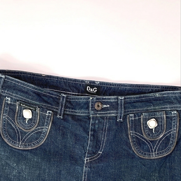Y2K🔥Dolce & Gabbana❤Love Affair Mini Skirt|Dark Wash Blue Denim - Picture 6 of 14
